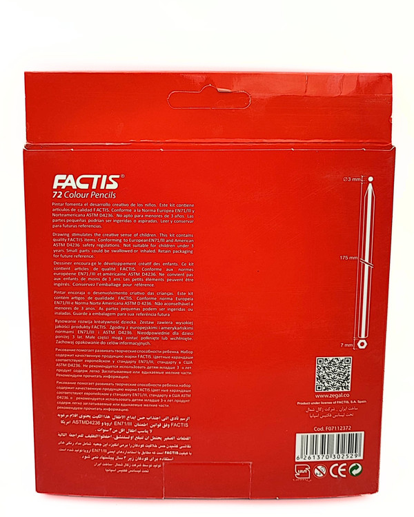 مداد رنگی 72 رنگ جعبه مقوایی فکتیس