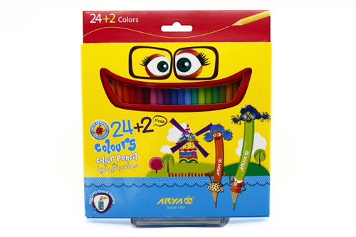 مداد رنگی 24 + 2 رنگ مقوایی آریا