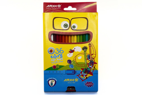 مداد رنگی 36 رنگ مقوائی آریا + تراش