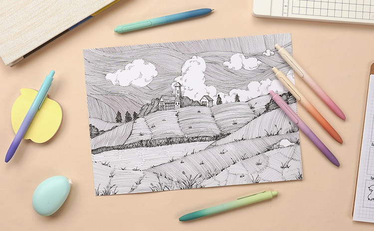 خودکار ژل 0.5 بدنه سیلیکون رایتک طرح شفق قطبی مدل w0152