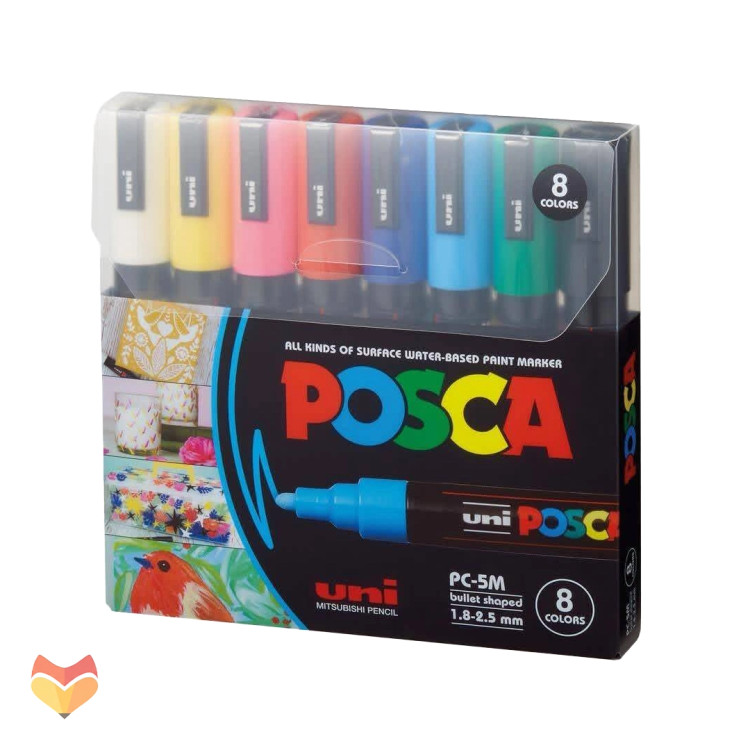 ماژیک اکرلیک 8 رنگ 5 میل POSCA یونی بال کد PC-5M